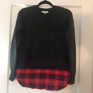 NWOT Grey Layered Flannel Sweater